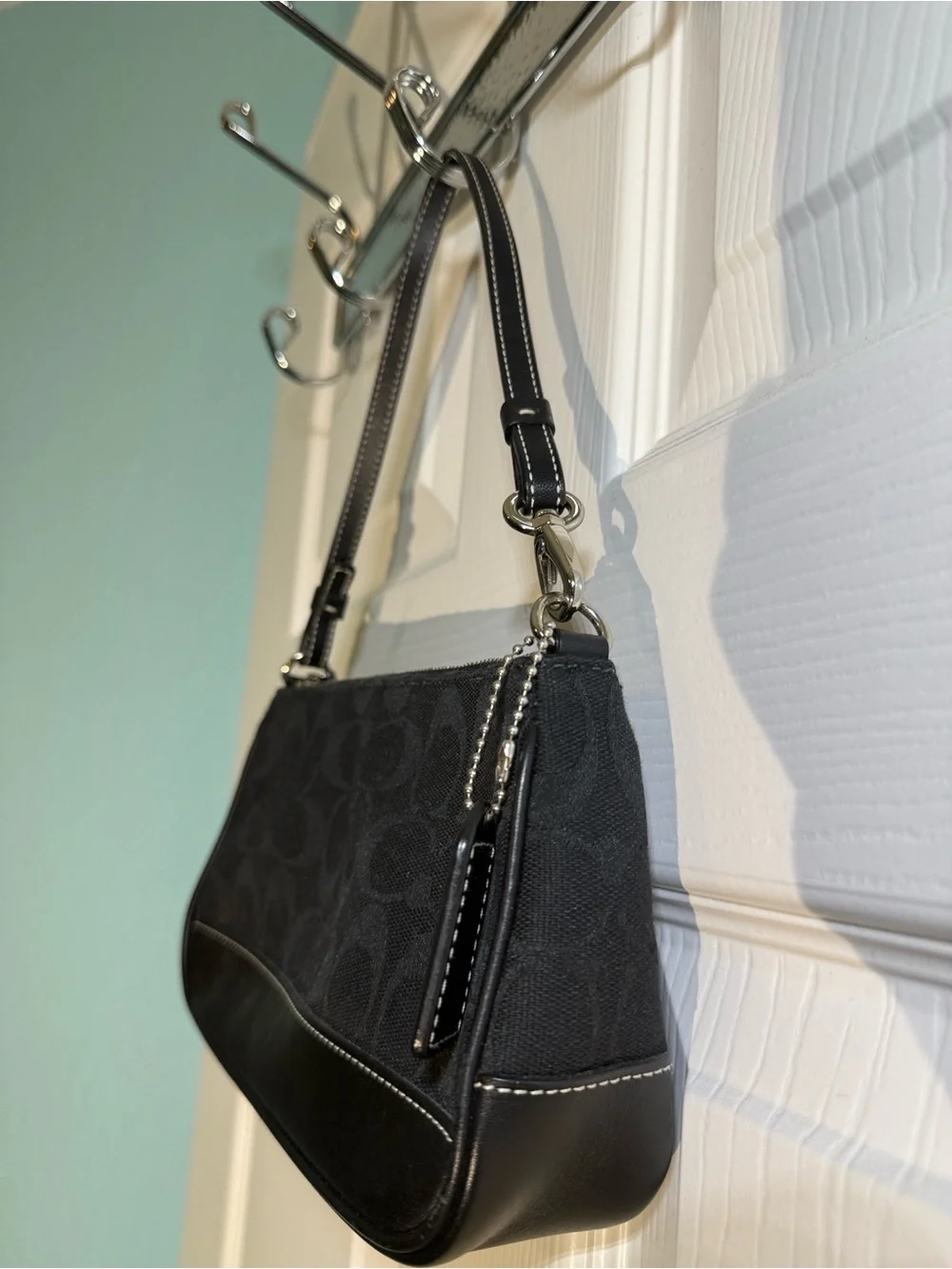 Coach Black Signature Demi Pouch Bag (Style 6094)